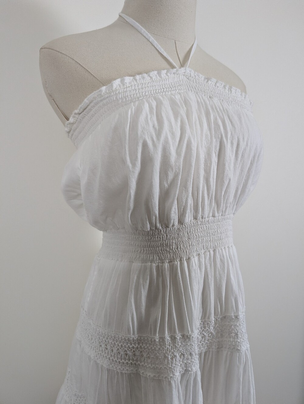 Y2K White Mini Dress Size Small Boho - Picture 7 of 9